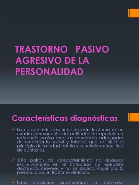 Trastorno Pasivo Agresivo Pdf Desorden De Personalidad