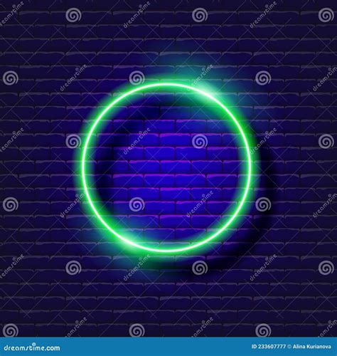 Circle Neon Sign Glowing Geometric Figure For Design Stock Vector