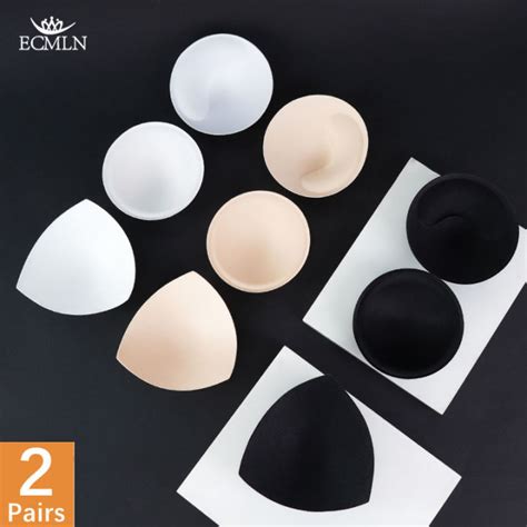 Ecmln Pairs Bra Cup Pads Insert Triangle Round Chest Breast Bikini