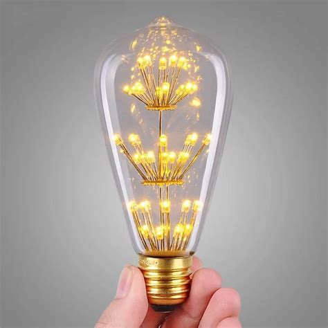 1pcs St64 Vintage Decorative Led Light Bulb 3w E27 Starry Edison Style