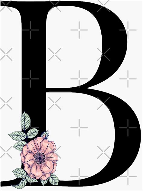 Letter B Floral Monogram Sticker For Sale By Pretty Pixel Redbubble