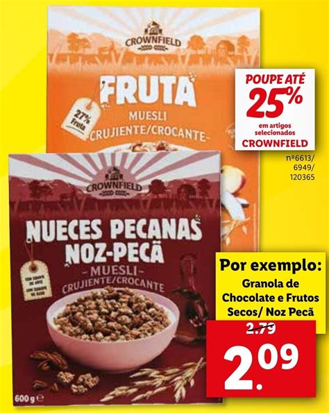 Promo O Crownfield Granola De Chocolate E Frutos Secos Noz Pe A Em Lidl