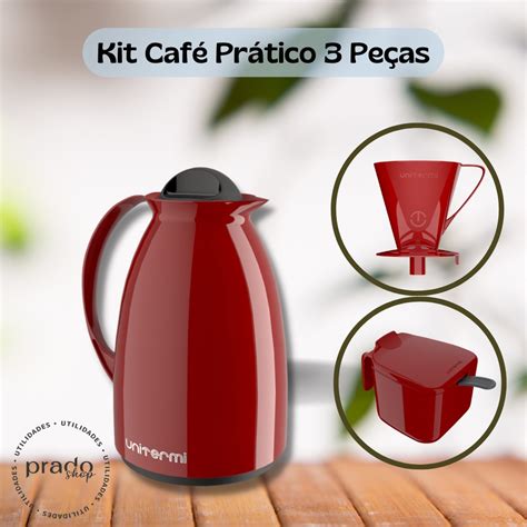 KIT Garrafa Térmica Café Água Chá 650ml Florença Suporte para Filtro