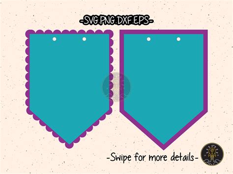 Banner Bunting Template Scallop Pennant Layered Svg Cut File Etsy