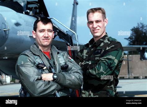 Usaf Captain Cpt Tom Smith Left A F 16 Falcon Aircraft Pilot