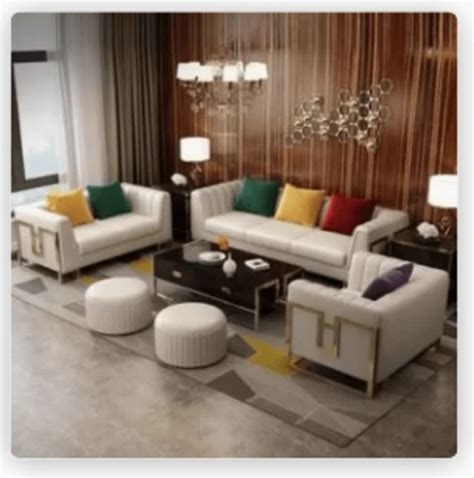 White Wooden 8 Seater Designer Sofa Set 3 2 2 1 Leather At 35000