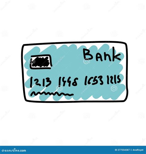 Bank Credit Card Illustration in Doodle Cartoon Style Stock Vector