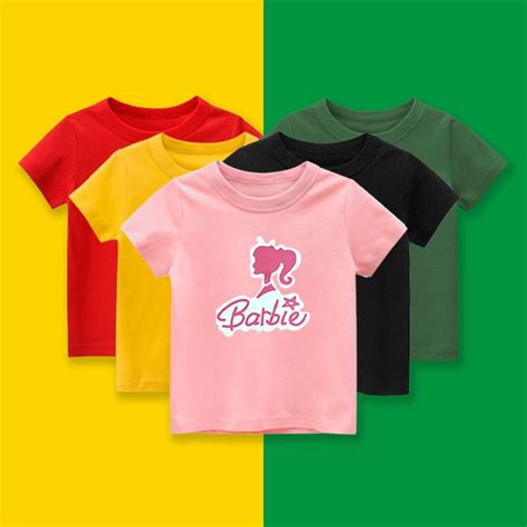 Summer New 2024 Cartoon Barbie T Shirt Girls Short Sleeve T Shirt Tops