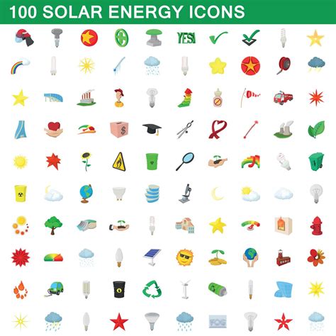 100 solar energy icons set, cartoon style 8863742 Vector Art at Vecteezy