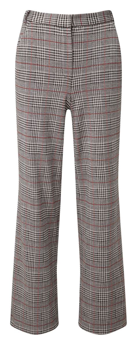 Wide Leg Check Trousers Grey Check Women R218x Damart Checked Trousers Wide Leg Trousers