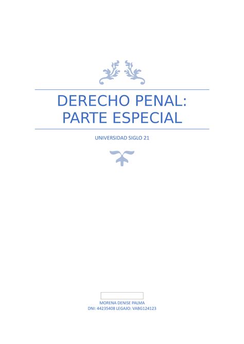 Tp Derecho Penal Parte Especial Derecho Penal Parte Especial