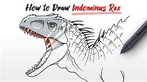 How To Draw Indominus Rex Head Dinosaur From Jurassic World Easy Step By Step Youtube