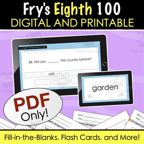 Fry S Eighth Sight Words Digital And Printable Fill In The Blanks