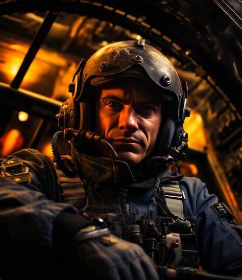 Premium Photo Portrait Of Man Pilot In The Cockpit Of Fighter Jet