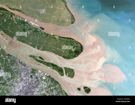 Yangtze River, Shanghai, China, True Colour Satellite Image. Satellite ...