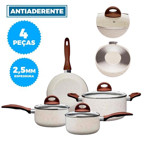 Jogo de Panelas Brinox Ceramic Life Smart Plus 4Pçs 2 5mm Vanilla