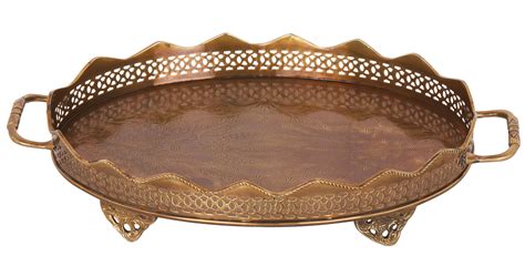 Floral Traditional Brass Tray