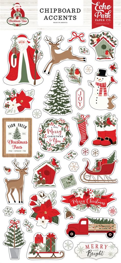 Christmas Time 6x13 Chipboard Accents Echo Park Paper Co