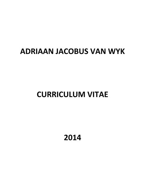 Cv Adriaan Jacobus Van Wyk Pdf