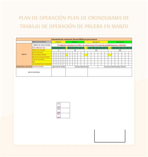 Plantilla de Excel Plan De Operación Plan De Cronograma De Trabajo De