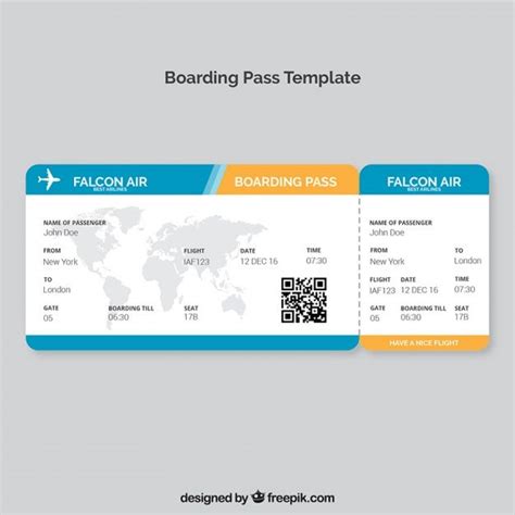 Premium Vector Boarding Pass Template With Map And Color Details