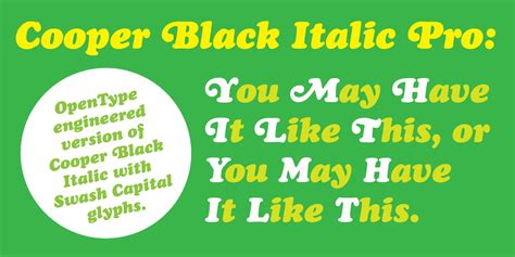 Cooper Black Italic Pro | Fonts ~ Creative Market