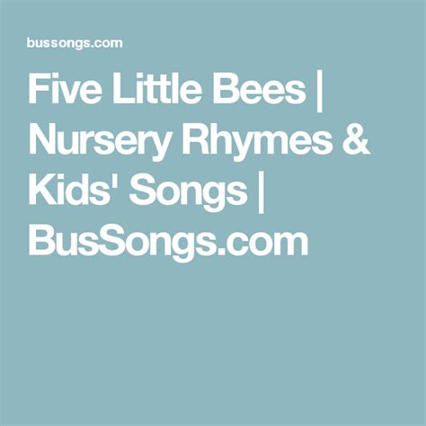 Five Little Bees Nursery Rhymes And Kids Songs Kids