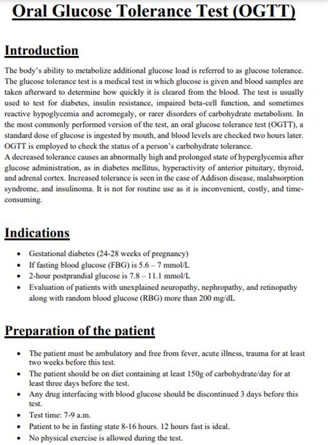 Oral Glucose Tolerance Test (OGTT) Introduction The | Chegg.com