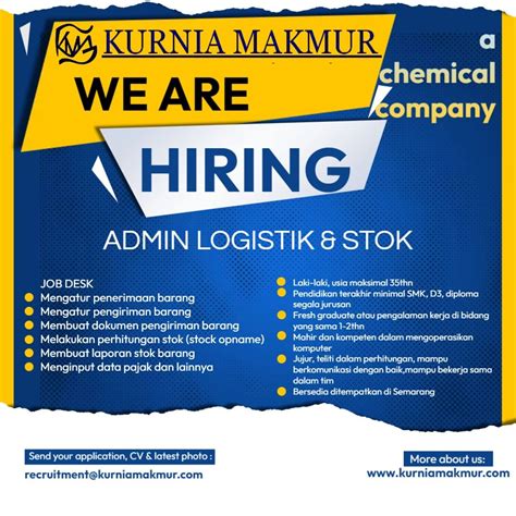 Lowongan Kerja Admin Logistik Stok Di Kurnia Makmur Semarang