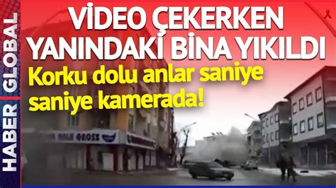 Aracının İçinde Video Çekerken Yanındaki Bina Yıkıldı Korku Dolu Anlar