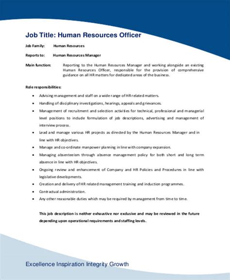 Free Human Resource Management Job Description Samples In Ms Word Pdf