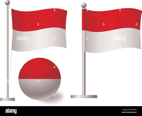 Indonesia Flag On Pole And Ball Metal Flagpole National Flag Of