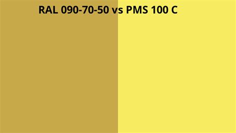 RAL 090 70 50 Vs PMS 100 C RAL Colour Chart UK