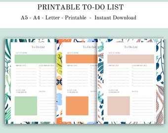 To Do List Digital Printable Pdf Organise Sheet Organiser A Etsy