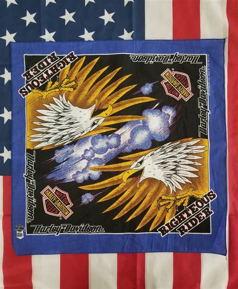 Vintage Harley Davidson Eagle Bandana Righteous Rider Wall Etsy