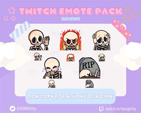 Skeleton Twitch Emote Pack Cute Skeleton Twitch Emote For Etsy