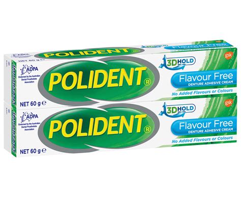 2 X Polident Denture Adhesive Cream Flavour Free 60g Nz