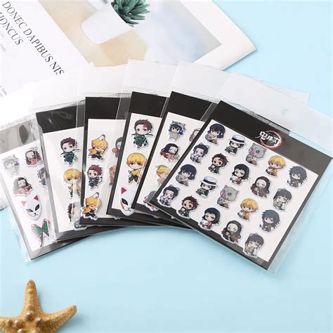 Anime Eytan Slayer Kimetsu Hi Bir Yaiba Zelle Tirmek Sticker 3D Karikat