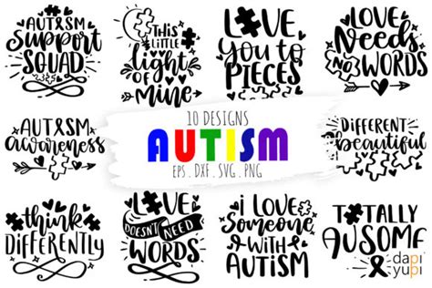 Autism Quotes Svg Bundle Graphic By Dapiyupi · Creative Fabrica