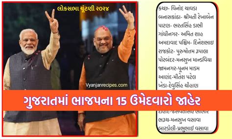 Bjp ગુજરાતના 15 ઉમેદવારોની યાદી જાહેર