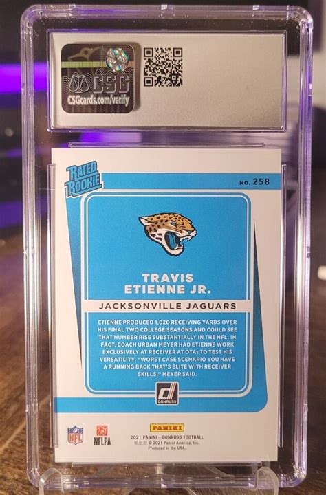 2021 Panini Donruss Press Proof Premium Travis Etienne Jr RC 258 CSG