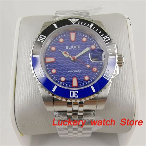 Mm Bliger Luxury Watch Blue Dial Saphire Glass Stainless Steel Strap