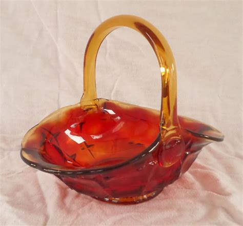 Indiana Glass Monticello Sunset~amberina 7 Basket Ruby Red And Yellow Gold Ebay