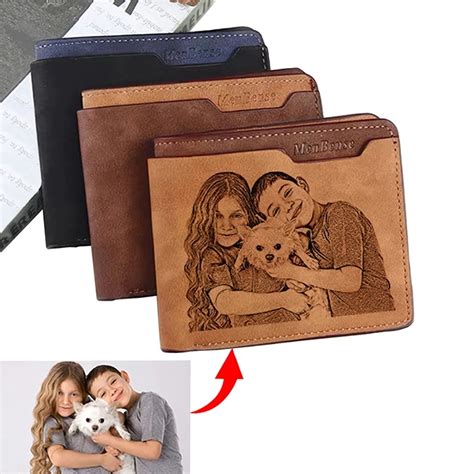 Gravur Brieftasche Herren Personalisierte Geldbörse Foto Schmuck