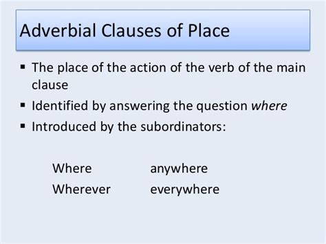 Adverbial Clauses Of Place