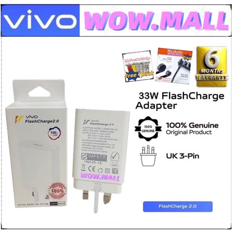 Vivo 33W Fast Charger Flash Charge Adapter With Type C Cable For V20