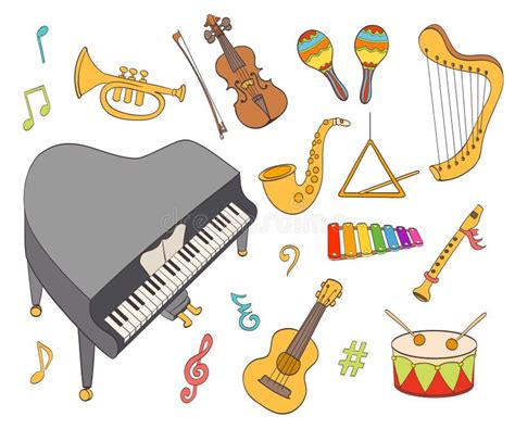 Cartoon Musical Instruments Set Stock Vector Illustration Of Drawing