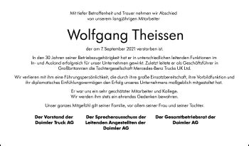 Traueranzeigen Von Wolfgang Theissen Stuttgart Gedenkt De