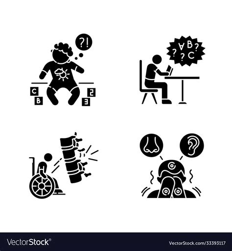 Chronic Disease Black Glyph Icons Set On White Vector Image