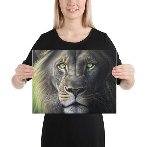 Nightmare Lion King Of The Jungle Green Cat Darkness Watercolor Canvas